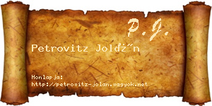 Petrovitz Jolán névjegykártya