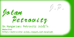 jolan petrovitz business card